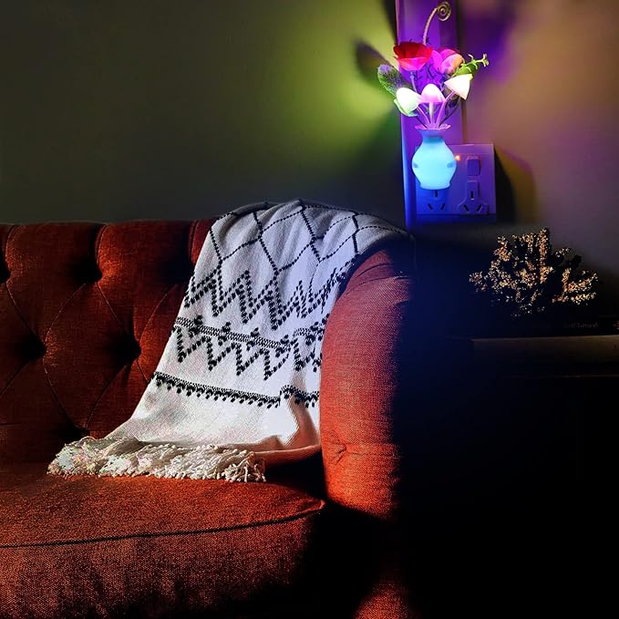AUSAYE 3Pack Sensor Night Light Plug in Rose Flower Light, Energy Saving Lamp Dream Nightlight Mushroom Night Lights for Kids Adults Bedroom,Bathroom,Living Room,Kitchen,Hallway