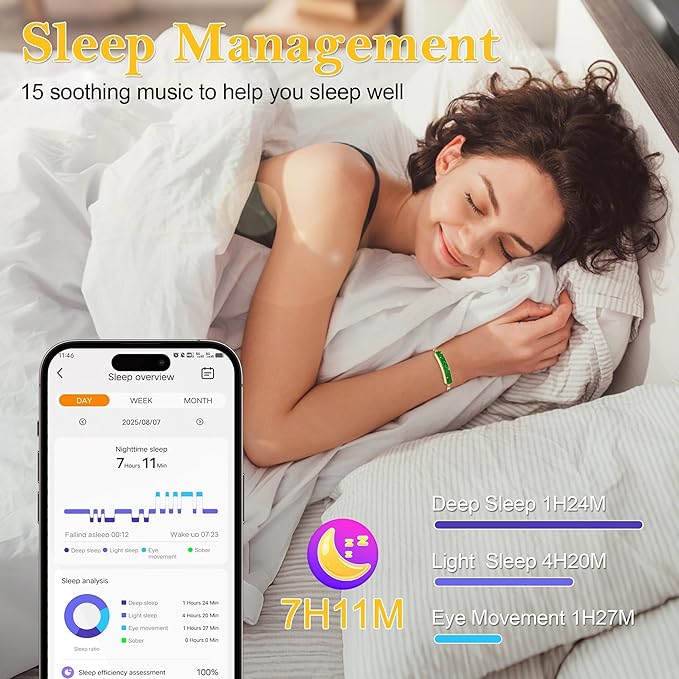 Smart Bracelet for Women, Jewelry Fitness Tracker with 2 Bands, Heart Rate & SPO₂ Monitor, Stress & Sleep Tracking, Step & Calorie Counter, 5ATM Waterproof for iOS & Android, No Subscription, Green