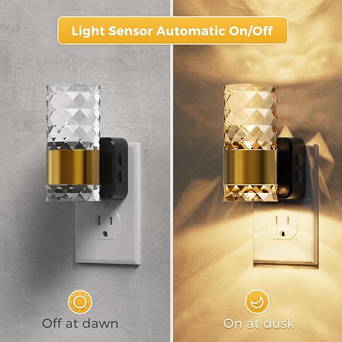 L LOHAS LED Night Light, Night Lights Plug into Wall, 2 Pack 10-Color RGB Change Nightlights,10/50/100LM Adjustable Automatic Nightlights Plug in with Dusk to Dawn Sensor for Room Bathroom Hallway