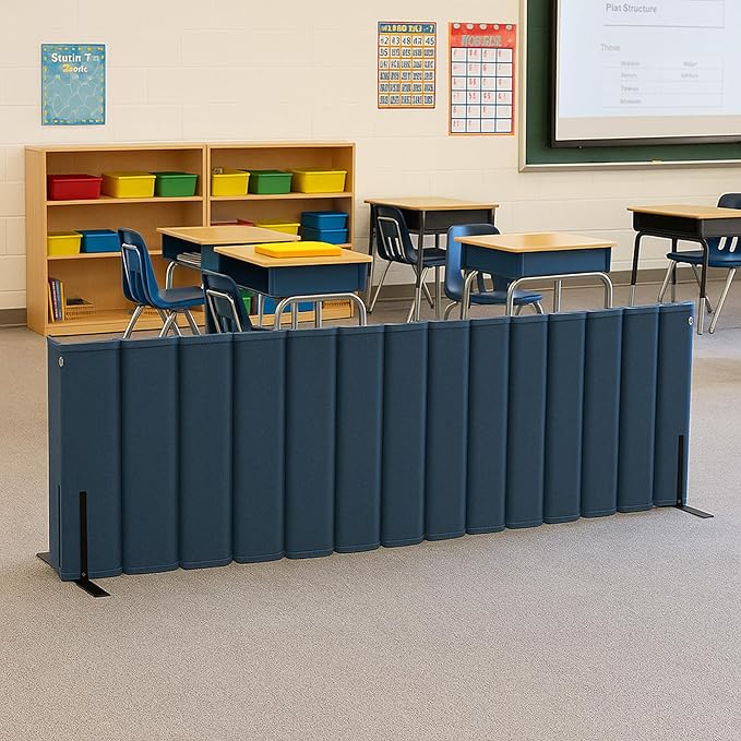Versare VersiPanel Acoustical Partition Wall - Sound Panel Classroom Office Room Divider, Flexible Arrangement, Easy Roll-up Storage (Grey, 8' Wide x 48" Tall)