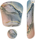 Keyboard Wrist Rest Memory Foam Ergonomic Mouse Pad with Computer Wrist Support Set with Non-Slip Rubber Base Coaster for Home, Office Easy Typing and Pain Relief - Pink Marble