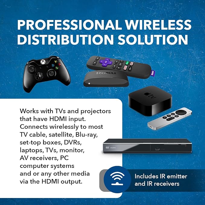 OREI Wireless HDMI Extender Transmitter & Receiver Dongle UtraHD 5.1-5.2 Ghz Up to 4K @ 60Hz - Upto 150 Feet - Perfect for Streaming from Laptop, PC, Cable, Netflix, YouTube, PS4 to HDTV/Projector