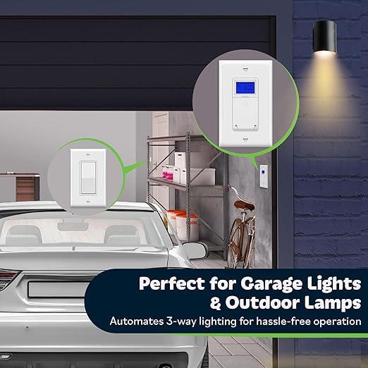 TOPGREENER Digital Astronomic Timer Switch, 7-Day Programmable Sunrise Sunset Timer for Lights, Fans, & Motors, Single-Pole or 3-Way, Neutral Wire Required, UL Listed, TGT01-HN-W, White
