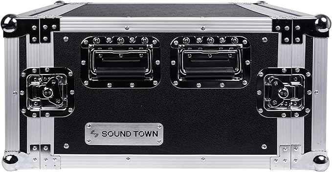 Sound Town 6U PA/DJ Rack/Road Case, 6-Space, with 21” Depth, Plywood, Metal Ball Corners - Pro Tour Grade (STRC-6U)