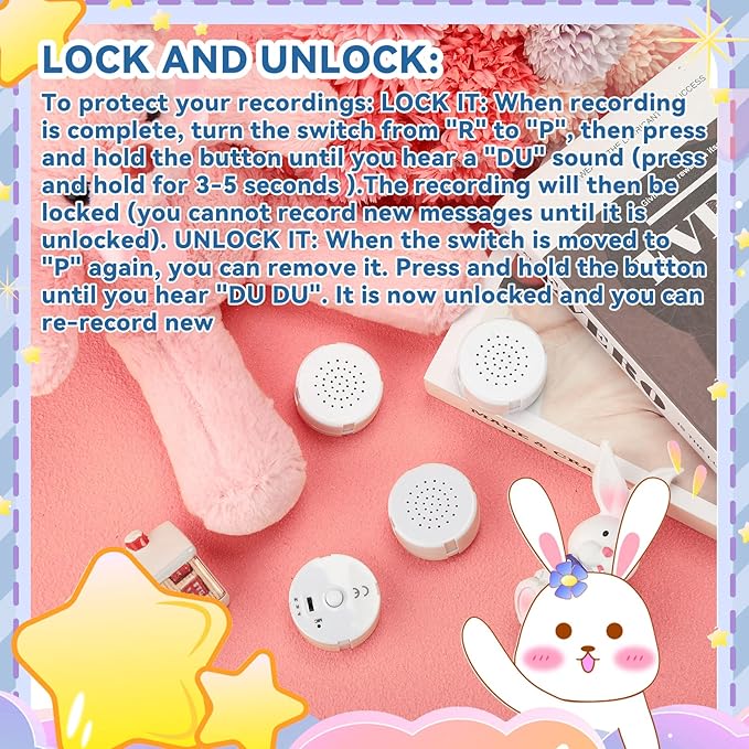 Handepo 6 Pcs White Sound Recorder Voice Recorder Music for Stuffed Animal Toy Recording Device Recordable Sound Module, Record Messages for Plush Toy Doll Stuffed Bear Pillow(60 Seconds)