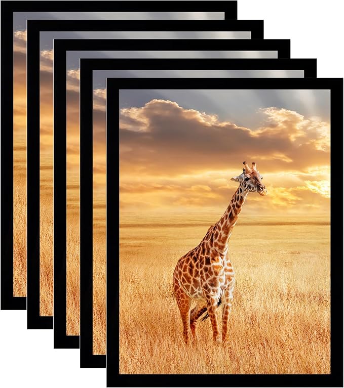 TKYGU 9.5 x13 Picture Frame Set of 5, Black Wooden Frame 9.5x13 Wall Gallery Poster Photo frame with Shatter Resistant Plexiglass,Horizontal and Vertical Formats for Wall Hanging best gift