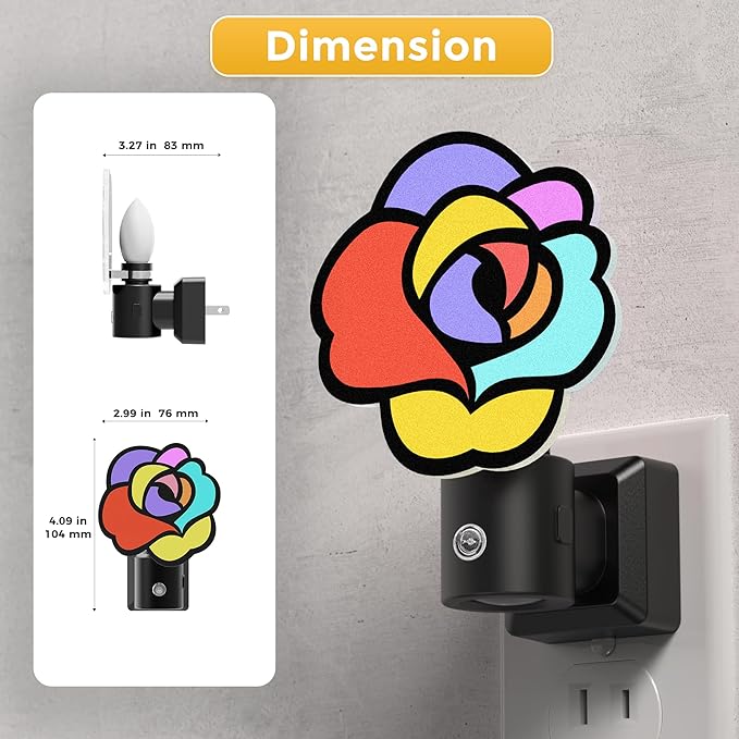 L LOHAS LED Night Lights Plug into Wall, Night Light with Light Sensor, 3000K Soft White, 0-100LM Brightness Adjustable, Acrylic Rose Nightlight for Bathroom Bedroom Hallway[2 Pack]