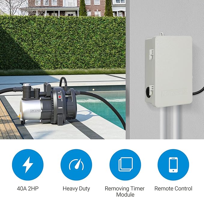 DEWENWILS Pool Timer, WiFi Timer Switch, Heavy Duty 40A 120-277 VAC 2HP, Compatible with Smart Phone, Alexa, Google Assistant, ETL Listed