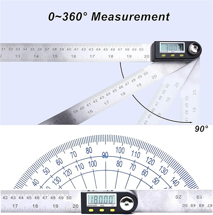 Yangoutool Digital Angle Ruler 20inches/500mm Stainless Steel Digital Angle Finder and Protractor Large Gauge Precision Measuring Tool for Woodworking Metalworking and Construction