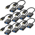 Moread HDMI to VGA, 10 Pack, Uni-Directional Gold-Plated HDMI to VGA Adapter (Male to Female) for Computer, Desktop, Laptop, PC, Monitor, Projector, HDTV, Chromebook, Raspberry Pi, Xbox and More