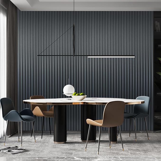 Art3dwallpanels Slat Wall Paneling, 104'' x 6.7'' Glossy Metal Finish WPC Soundproof 3D Wall Panels for Interior Wall Decor, 8 Pack Fluted Textured Panel Wall Slats, Metallic Silver Dark Gray