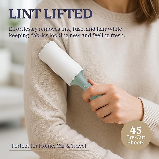 Farberware Fabric Shaver & Lint Remover Set – Battery Operated Sweater Shaver with Triple Blades and Extra Sticky Roller for Pet Hair, Fuzz & Pilling on Clothes, Upholstery & Bedding