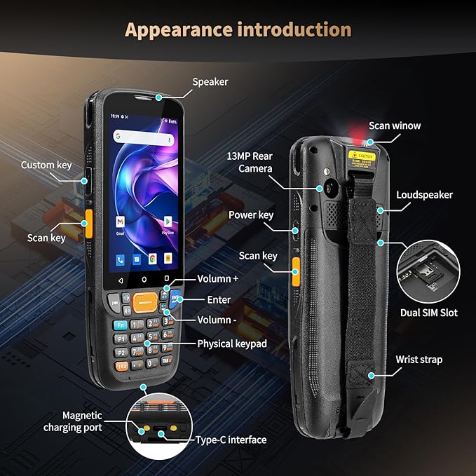 NETUM Android 11 Handheld Barcode Scanner Terminal Mobile Computer, Wi-Fi 4G BT NFC PDA for Inventory Warehouse, Retails Management (Q500 PDA)
