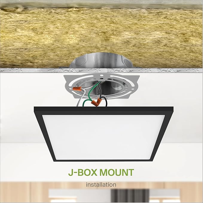 ASD LED 12" Square Flush Mount Ceiling Light Fixture, Low Profile Surface Lighting | 5CCT, Dimmable, Ultra-Thin, ETL Listed | 24W 1700LM 2700-6000K 120V | Kitchen, Hallway Lamp | Black, 4 Pack