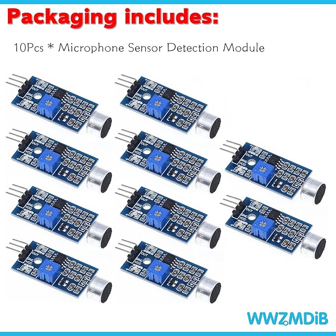 WWZMDiB Sound Sensor Compatible with for Arduino DIY Detecting The Presence and Absence of Sound via a Microphone (10 Pcs)