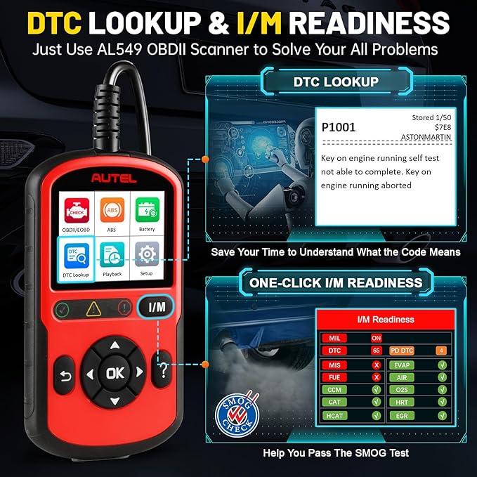 Autel OBD2 Scanner AutoLink AL549(Upgraded Ver. of AL519)Code Reader with AutoVin, Read/Erase DTCs for ABS, Universal Car Battery Test,OBDII Scan with Live Data,Check Engine Fault OBD2 Diagnostic Tool