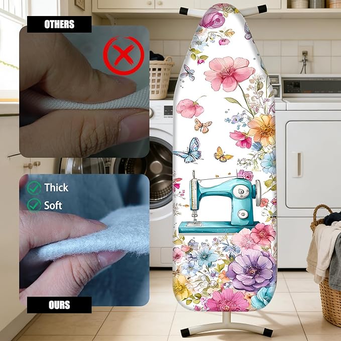 Nuxovilar Ironing Board Cover Needle Cotton 15x54 Inches | Ironing Board Cover and Pad Floral Design Needle Cotton for Living Room, Laundry Area, Guest Room