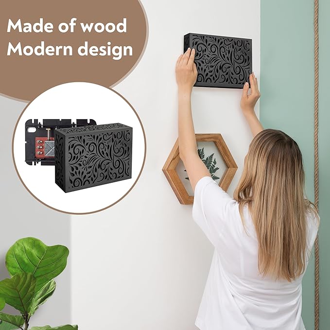 Black Decorative Doorbell Cover Box,Weather Protection Housing Modern Black – Sleek Wall-Mounted Decorative Door Bell Cover Plate – Noise-Reducing, Easy to Install (standard seize (7.75” x 6” x 2.75”)