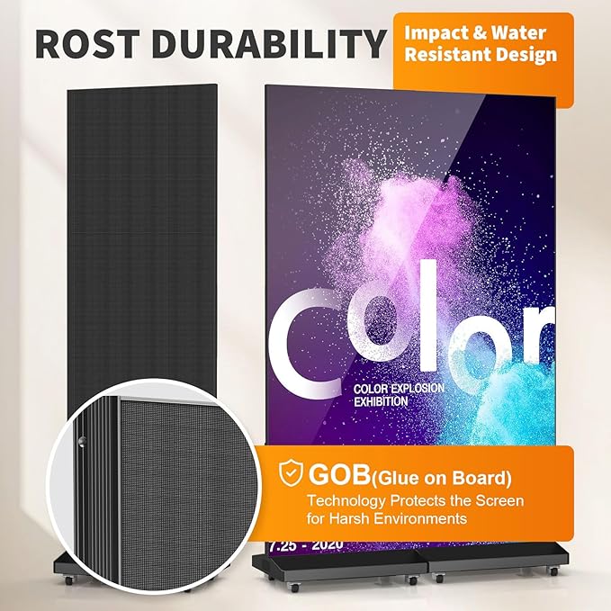 JASZDOT 80" Seamless Splicing LED Display, Foldable Poster Screen with P1.86 Digital Signage Display LED Totem with USB/HDMI/WiFi/Remote