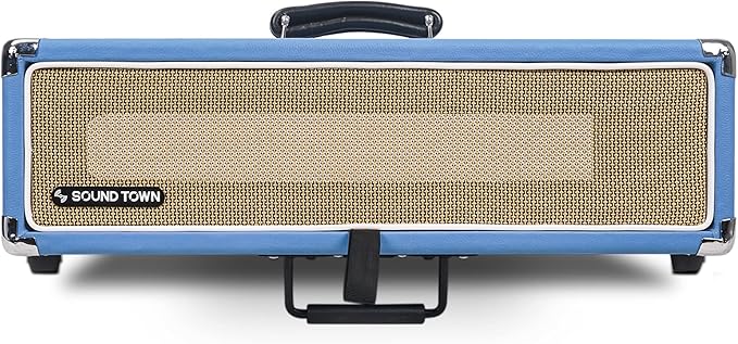 Sound Town Vintage 2U Amp Rack Case, 12.5" Depth with Rubber Feet, Dust Cover, Kickstand, Beau Blue (STVRC-2BL)