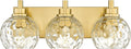 METWET Bathroom Light Fixtures Over Mirror, 3-Light Brushed Gold Vanity Light with Clear Hammered Glass Globe Shade, Modern Sconces Wall Lighting Bedroom Hallway, VL200-BG-3
