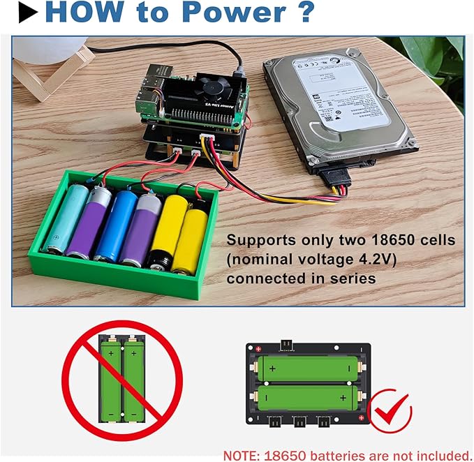 GeeekPi UPS Gen 6 Power Supply Uninterruptible UPS HAT for Raspberry Pi 5/4B, with Aluminum Heatsink