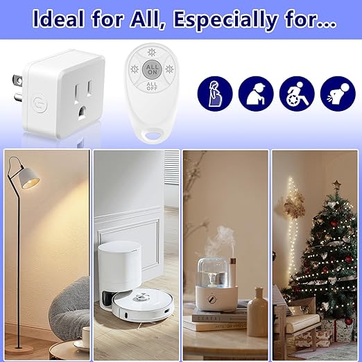 Greencycle Remote Control Outlet,Wireless Light Switch and 2 Outlet Plugs,Remote Outlets Switch,No Wiring Needed,500ft Range Coverage,15A/1500W for Lamps,Fans,TV,FCC Certified, White