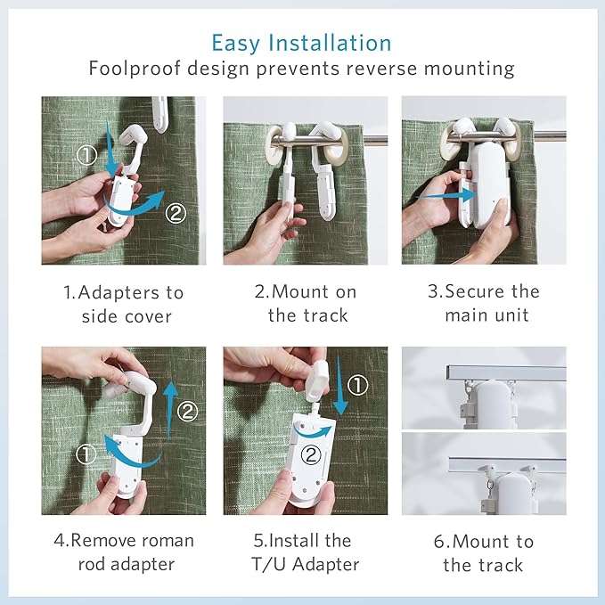 Tripvyantic Automatic Curtain Opener Smart Motorized: 2-Pack Heavy Duty 20KG Load Electric Curtain Robot with Remote for Bedroom Living Room│6-Month Battery for Home/Office/Nursery│No WiFi Needed