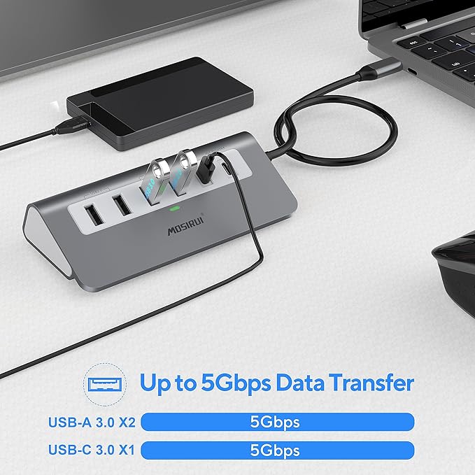 USB C Hub Multiport Adapter,Mosirui 9-in-1 USB-C Docking Station with 4K HDMI,5Gbps Type C 3.0,USB-A3.0/2.0,100W PD, SD/TF for MacBook/Pro iPad/Dell/HP/Desktop/Laptops(1.64 FT)
