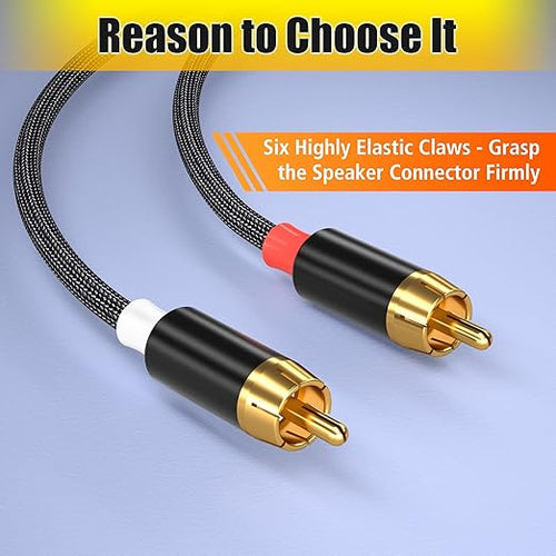 AGVEE 4ft RCA Cable, 2 RCA Male Thickened Six Claws Plug Stereo Auxiliary Audio Cord for Home Theater, Amplifier, Active Speakers or Subwoofer, Black