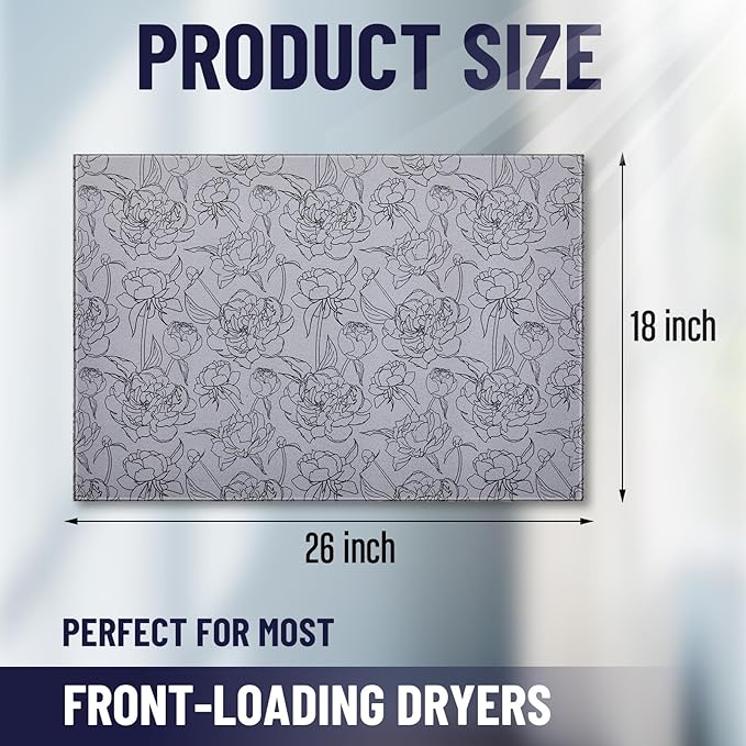 Teenyyou 1 Pcs 26" x 18" Dryer Top Protector Mat, Washer and Dryer Topper, Non Slip Waterproof Machine Cover Dust Proof Quick Drying Topper Pad for Laundry and Kitchen (Peony)