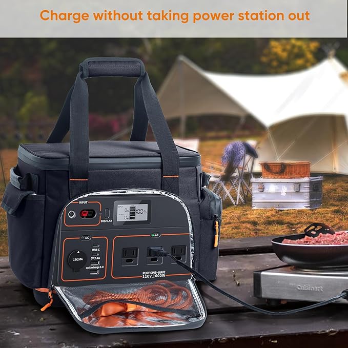 FRECOLSH Travel Carrying Case Compatible with Jackery Explorer 1000, Portable Power Station Storage Case with Water- proof Bottom and Pocket for Jackery Accessories Solar Generator Storage Bag Only