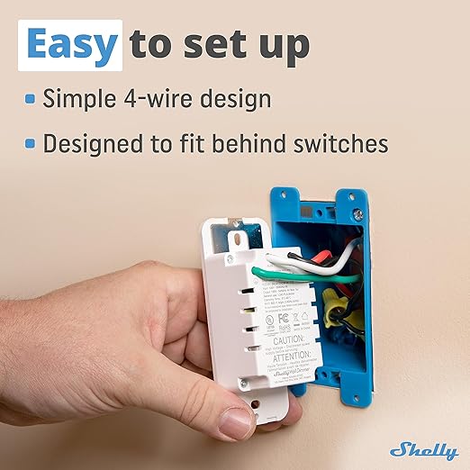 Shelly Plus Wall Dimmer UL | WiFi Smart Wall Dimmer Switch | Home Automation | Bluetooth Gateway | Compatible with Alexa, Home Assistant & Google | No Hub Required | Dimmable Lights (4 Pack)