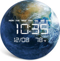 HOMLOVE Digital Wall Clock with Large LED Display, Earth Modern Electric Wall Clock [Plug-in] for All Room, Home, Office, (Earth, 12.59 INCH)