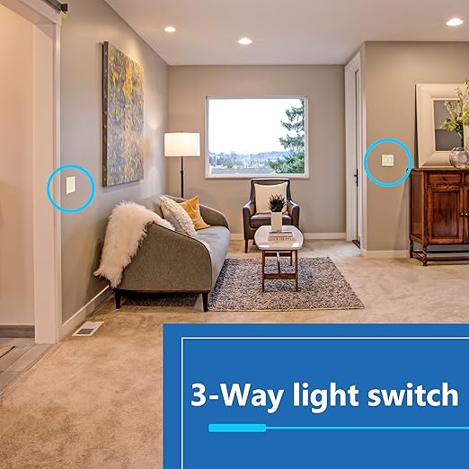LIDER Minimalist Design Matte Finish Lighted Decorator Switch, Frameless Paddle Light Switch with Locator Light, Grounding Screw, 3-Way or Single Pole, 15A 120V, UL Listed, LS15-3W-LA, Light Almond