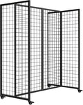 Grid Wall Panels, Grid Wall with Wheels,4x5.5Ft Gridwall Panel Display Stand,Sturdy Art Display Panels, Grid Display Stand, Black