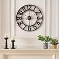 Alarmore 30 Inch Oversized Wall Clock, Battery Operated Silent Non Ticking Black Metal Wall Clocks for Living Room Decor, Extra Large Decorative Clock for Home, Office, Farmhouse Vintage Style
