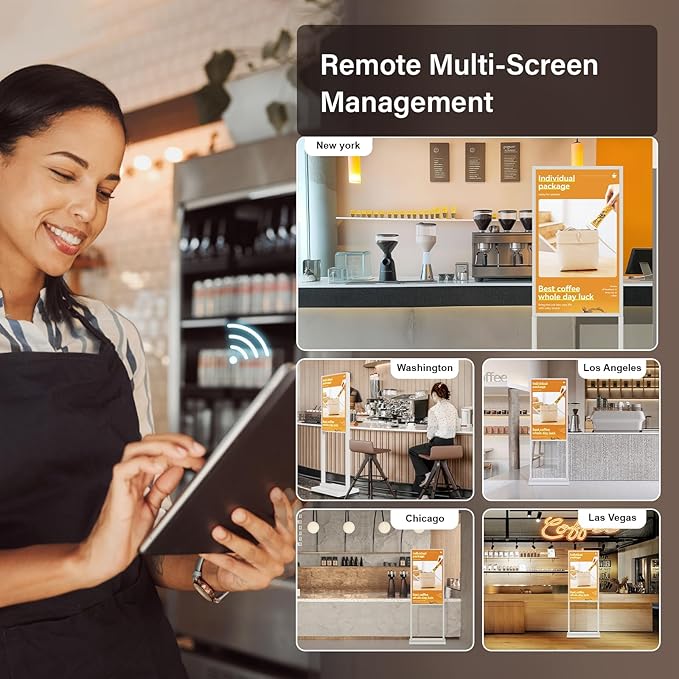 Canlarriz 43 Inch 4K Touchscreen Kiosk, Indoor Capacitive Touch Floor Standing Digital Signage Displays, Advertising Display LCD Kiosk, UHD Interactive Display Poster Android System, HDMI/USB/WiFi