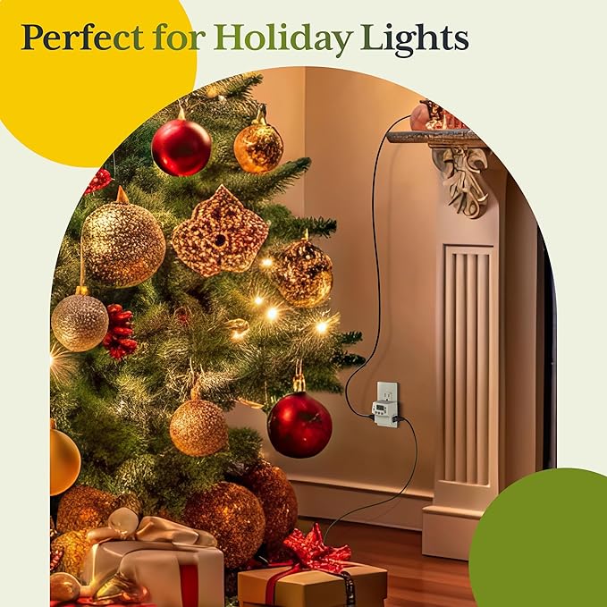 TG Heavy Duty Programmable Plug-in Digital Timer for Electrical Outlets, 7-Day Schedule, Random Mode, 120V 15A 1200W