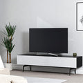 SONOROUS ST-360 Premium TV Stand for Living Room – Modern TV Stands & Entertainment Center with Storage – Black Glass & White Wood Cover – Luxury Media Console with Metal Legs for TVs up to 75 inches