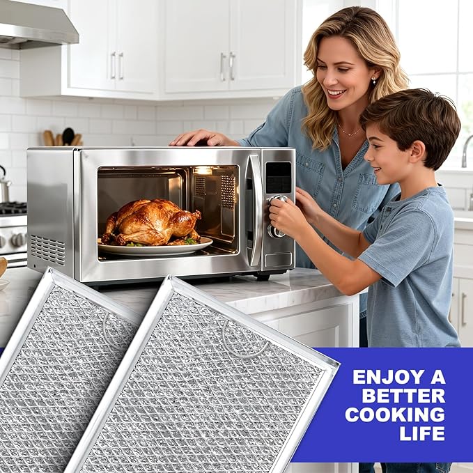 [2 Pack] OEM Microwave Filter Replacement 12.9" x 5.8" Fit For W10208631A, Microwave Vent Filter, Microwave Grease Filter, Filters Kitchen Oven Air Over the Range Vent Fan, 13 x 6 inches