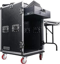 Sound Town Heavy-Duty 1/2" (12mm) Plywood 16U PA DJ Pro Audio Rack/Road ATA Case with 11U Slant Mixer Top, Locking Drawer, Side Table, 20’’ Rackable Depth and Casters (STMR-16TD3)
