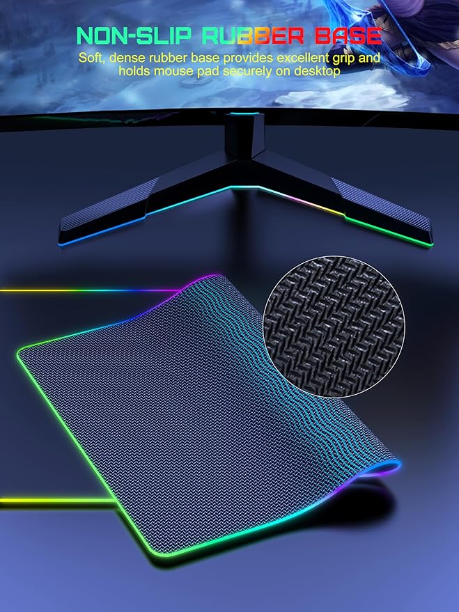 TopMade Wireless Charging Mouse Pad, RGB Gaming Mousepad Home Office Desk Pad, 31.5” x 15.8” XXL Large Desk Mat, Waterproof Keyboard Pad, Black (Includes 20W PD Power Adapter & 6.56ft Woven Cable)