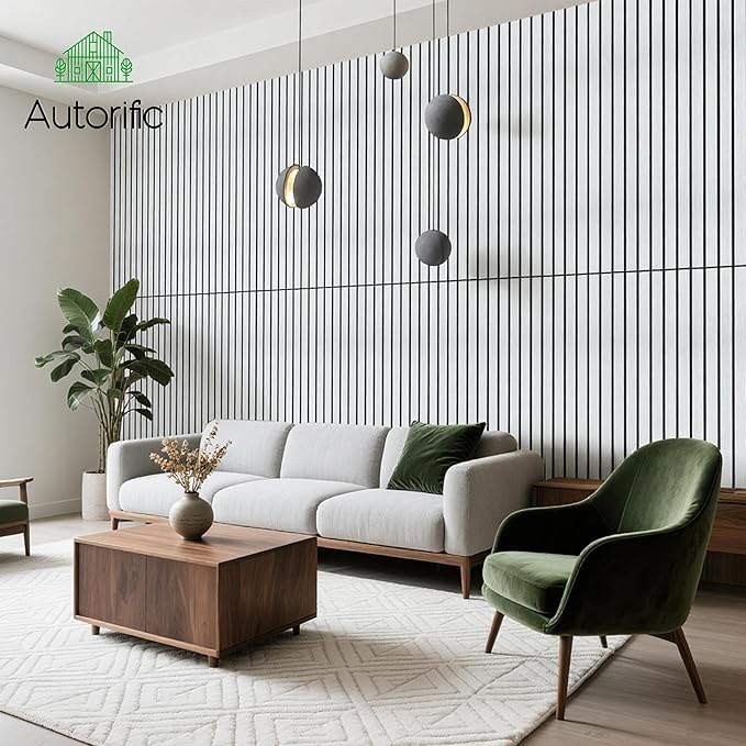 AUTORIFIC Wood Veneer Sound Panels, 10 Pack 47.2”x23.6” Wall Panels, Decorative Acoustic Panels for Walls, for Office,Home Theater,Studio,Living Room, White Oak(Mitred)