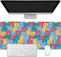EOBKLAX Kawaii Colorful Cats Desk Mat,Large Gaming Mouse Pad,Non-Slip Rubber Base Desk Pad with Stitched Edges for Desk Office Home Decor 35.4X15.7 Inch