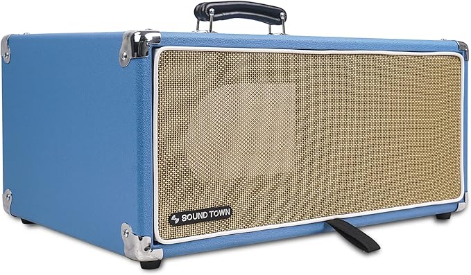 Sound Town Vintage 4U Amp Rack Case, 12.5" Depth with Rubber Feet, Dust Cover, Kickstand, Beau Blue (STVRC-4BL)