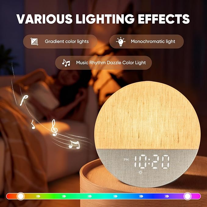 Stillstorm Sunrise Alarm Clock, Sound Machine, Fabric Dimmable Night Light for Heavy Sleepers, White Noise Machine for Baby, Single Alarm Function 30 Sleep Sounds, Wake Up Light with 17 Effects
