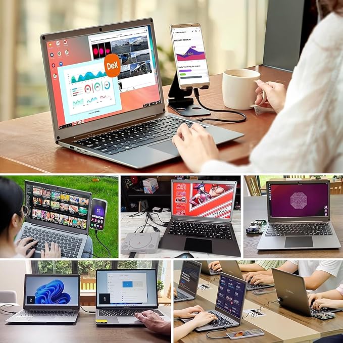 GrowCube Portable Monitor with Keyboard,14inch 1080P FHD Lapdock Compatible with Raspberry Pi/Mini PC/Phone/PC/Game Console,CrowView Note Built-in Battery(Full Feature TypeC & HDMI Cable Included)