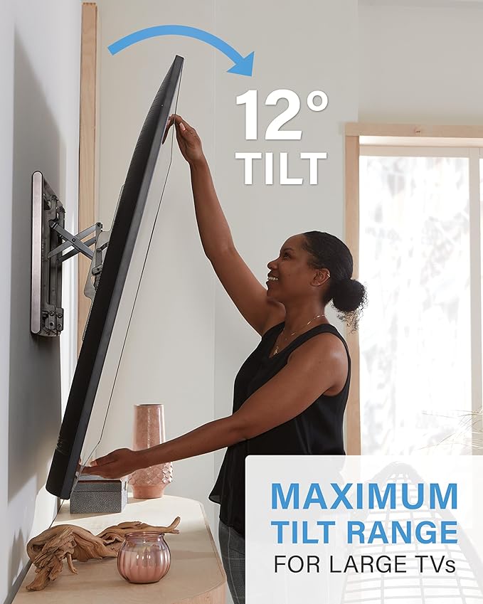 SANUS Tilting TV Wall Mount for 42" to 90" TVs - Universal Wall Mount TV Bracket w/ Low Profile & 12 degree Tilt - DIY Install w/ Included Hardware