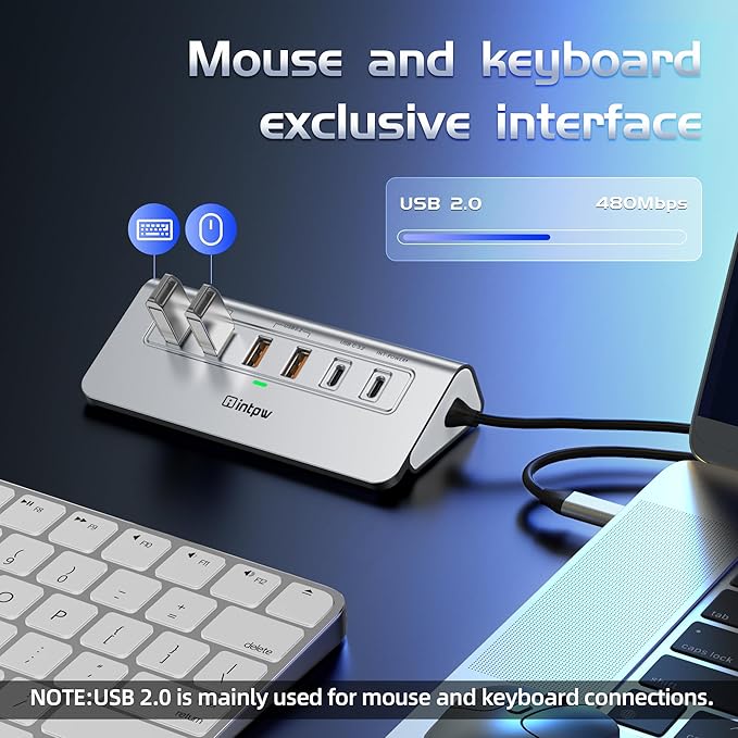 intpw P9R PRO USB C Hub Ethernet, 10 in 1 USB Docking Station 10Gbps with 4K@60Hz HDMI, USB C and 2 USB A 3.2, LAN, 2 USB A 2.0, PD 100W, SD/TF Ports, USB to Ethernet Adapter for PC, iPhone 16/15, Mac